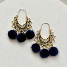 Load image into Gallery viewer, DIY Midnight Navy Pom-Pom Chandelier Earring Kit