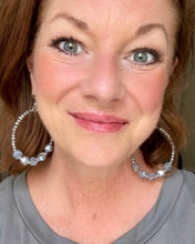 Load image into Gallery viewer, DIY Ultimate Sparkle Silver Blue Crystal Beaded Hoop Earring Kit