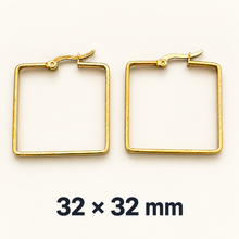 Load image into Gallery viewer, Square Stainless Steel Hoops