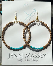 Load image into Gallery viewer, DIY Homegrown Chic Wooden & Turquoise Beaded Hoops Earring Kit