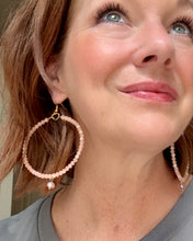 Load image into Gallery viewer, DIY Seashell Pink Crystal Beaded Hoop Earrings
