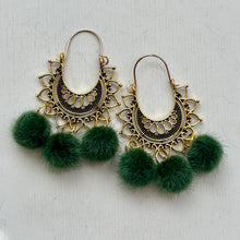 Load image into Gallery viewer, DIY Forest Green Pom-Pom Chandelier Earring Kit
