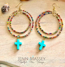Load image into Gallery viewer, DIY Multi Double Hoop with Cross Charm Earring Kit

