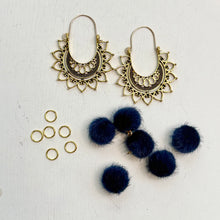 Load image into Gallery viewer, DIY Midnight Navy Pom-Pom Chandelier Earring Kit
