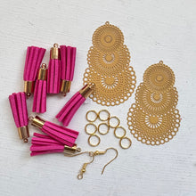 Load image into Gallery viewer, DIY Tassel Statement Earring Kit — Gray or Hot Pink
