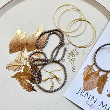 Load image into Gallery viewer, DIY Golden Leaves Beaded Chandelier Earring Kit
