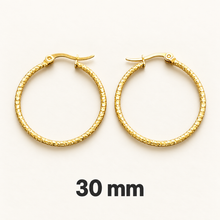 Load image into Gallery viewer, Dainty Etched Stainless Steel Hoops
