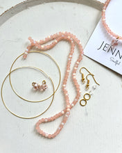 Load image into Gallery viewer, DIY Seashell Pink Crystal Beaded Hoop Earrings
