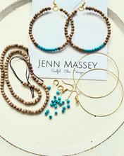 Load image into Gallery viewer, DIY Homegrown Chic Wooden &amp; Turquoise Beaded Hoops Earring Kit
