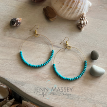 Load image into Gallery viewer, Faceted Turquoise Hoops
