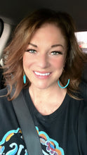 Load image into Gallery viewer, Faceted Turquoise Hoops
